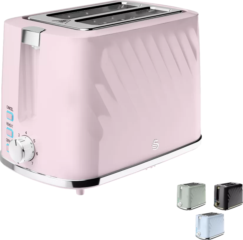 Windsor 2 Slice Textured Toaster Pink