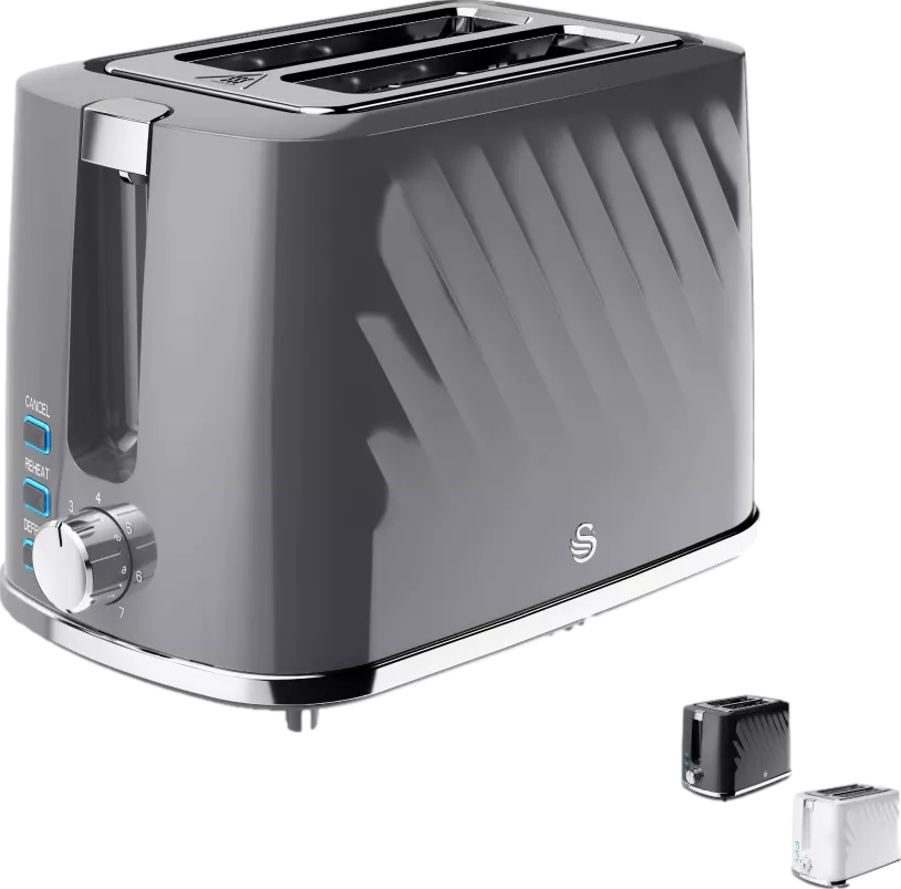 Windsor 2 Slice Textured Toaster Grey