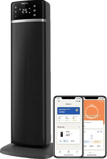 Portable Smart Ceramic Tower Fan Heater Dark Grey