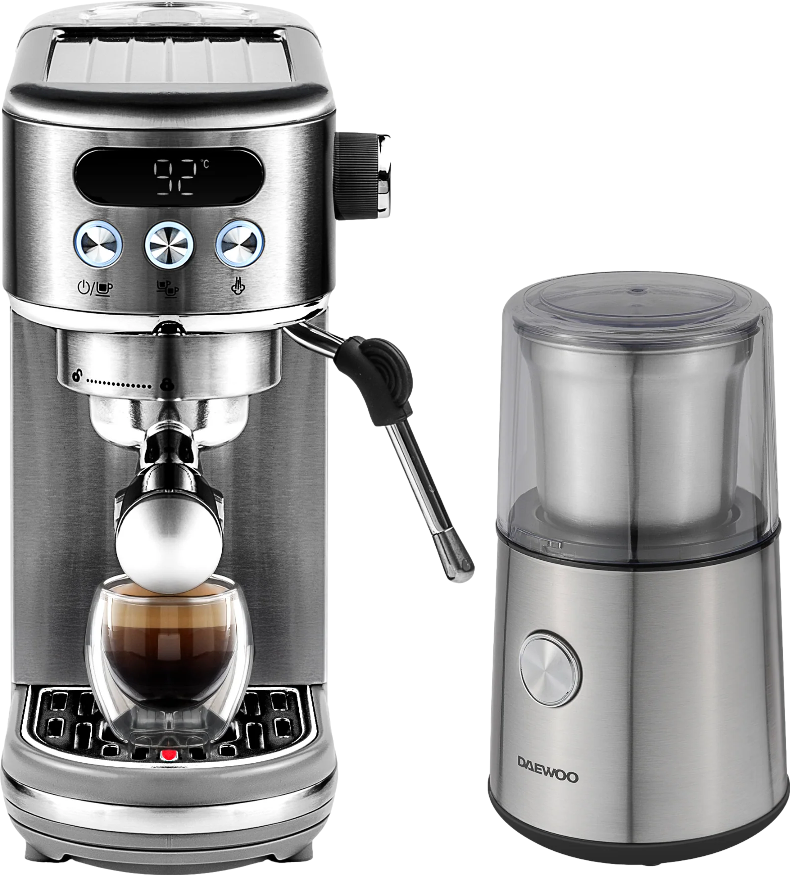 20 Bar Digital Compact Espresso Coffee Maker & Coffee Grinder