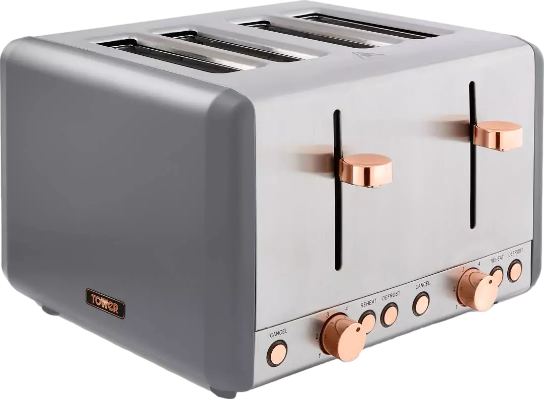 Cavaletto 4 Slice Stainless Steel Toaster Grey