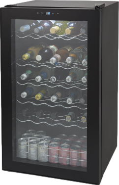 34 Bottle Glass Fronted Wine Cooler Black