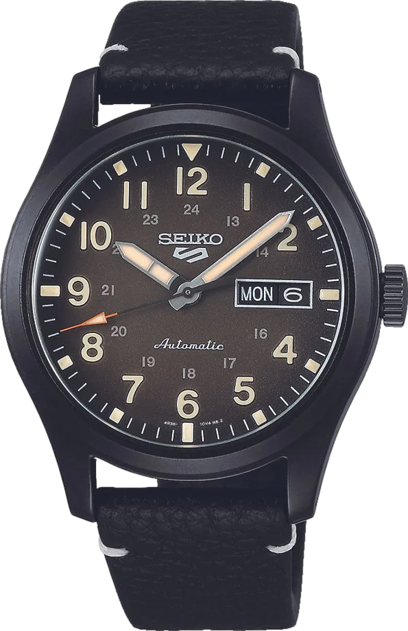 5 Sports Field series Men's Watch 39.4mm Black Dial Leather