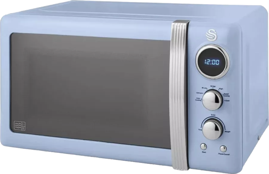 Retro 20L 800W Digital LED Microwave Blue