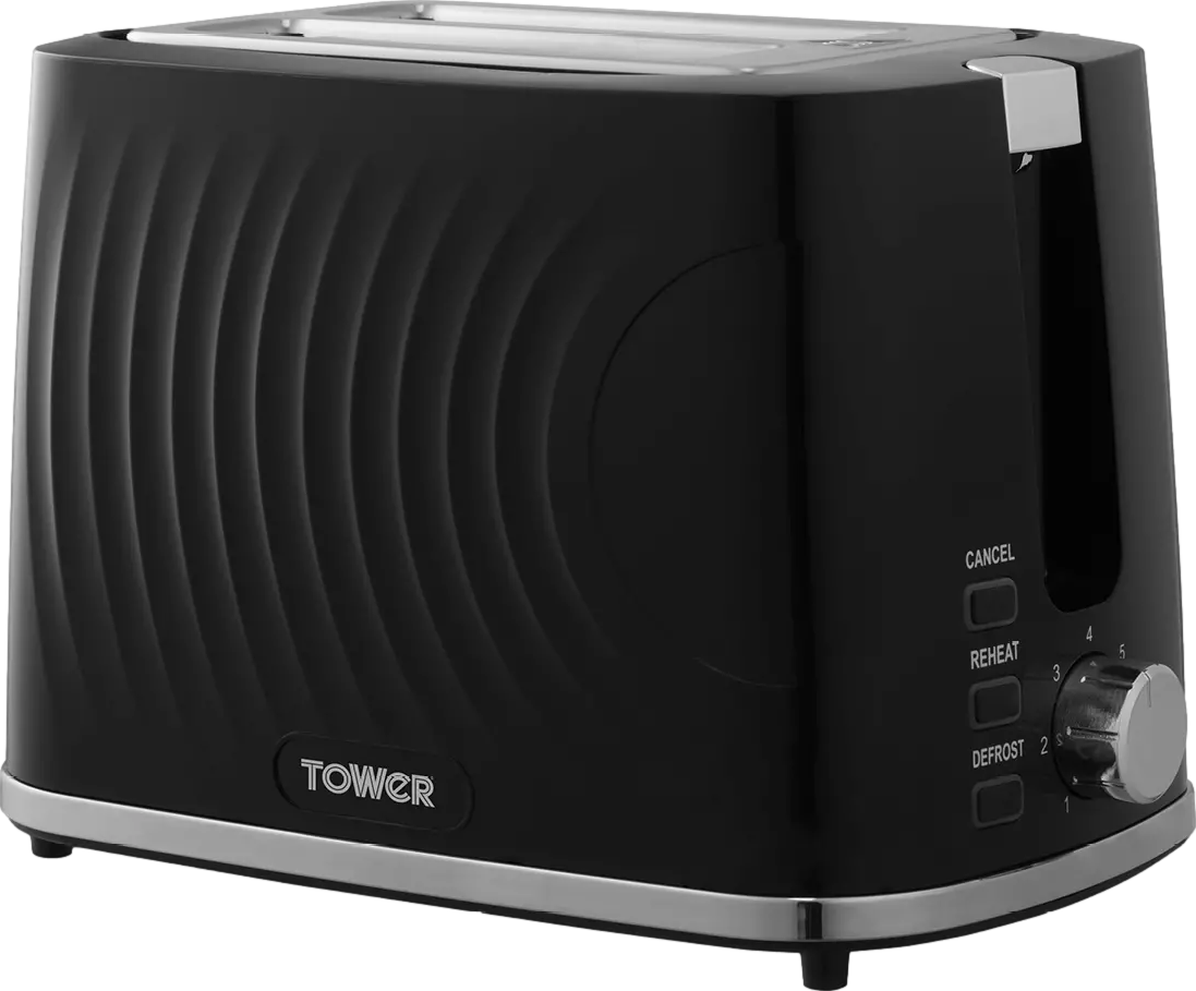 Sonar 2 Slice Textured Toaster Black