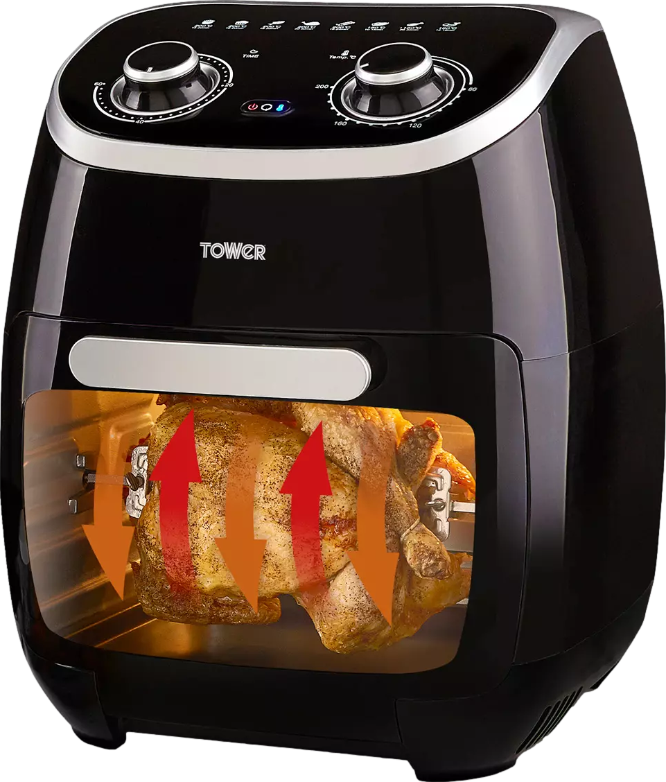 Xpress 2000W 11 Litre 5-in-1 Manual Air Fryer Oven with Rotisserie Black