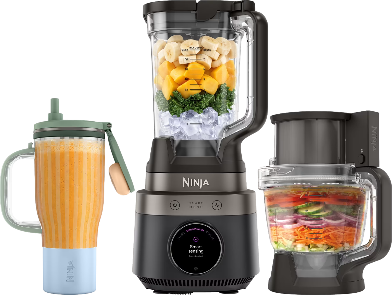 CrushBOSS 3-in-1 Kitchen System with Food Processor & Tumbler Onyx