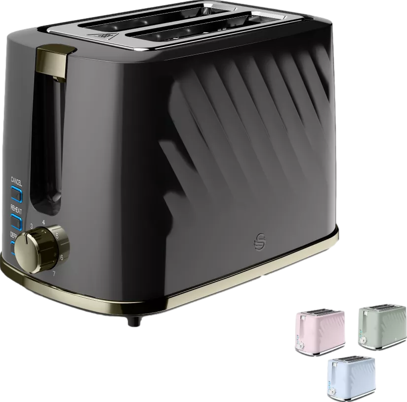 Windsor 2 Slice Textured Toaster Black