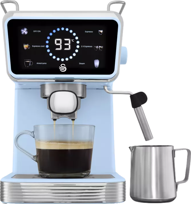 Retro Pump Espresso Digital Coffee Machine Blue
