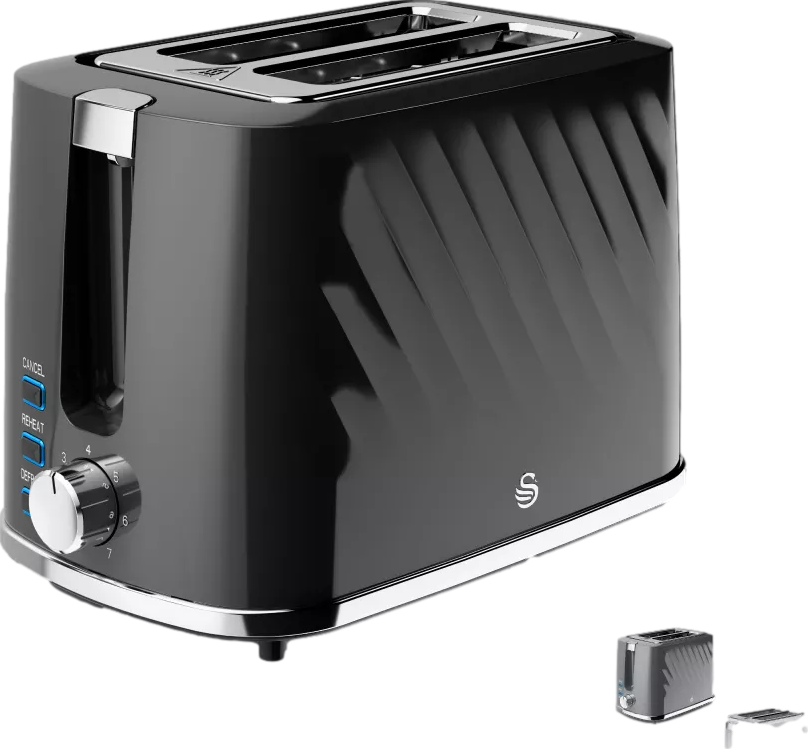 Windsor 2 Slice Textured Toaster Black