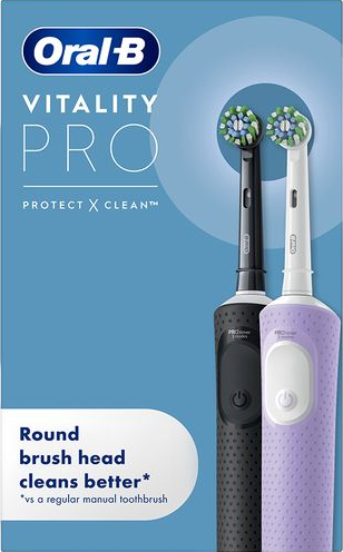 Vitality Pro Electric Toothbrush Pack of 2, Black & Lilac