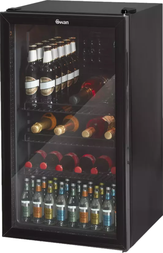 80L Glass Fronted Under Counter Fridge Black