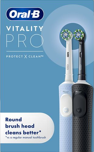 Vitality Pro Electric Toothbrush Pack of 2, Black & Blue