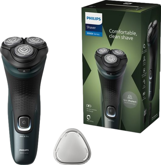 3000X Series X3052/00 Wet & Dry Rotary Shaver Dark Forest Green