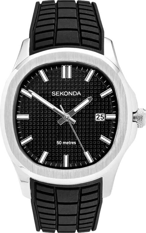 Men's Octaire Black Dial Black Silicone Strap Watch