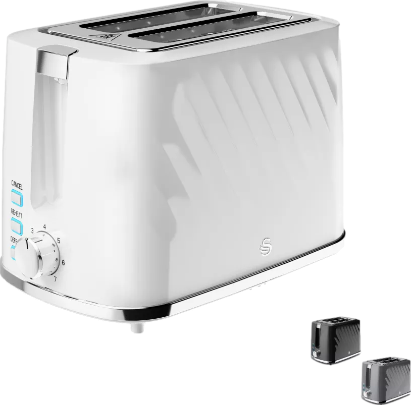 Windsor 2 Slice Textured Toaster White