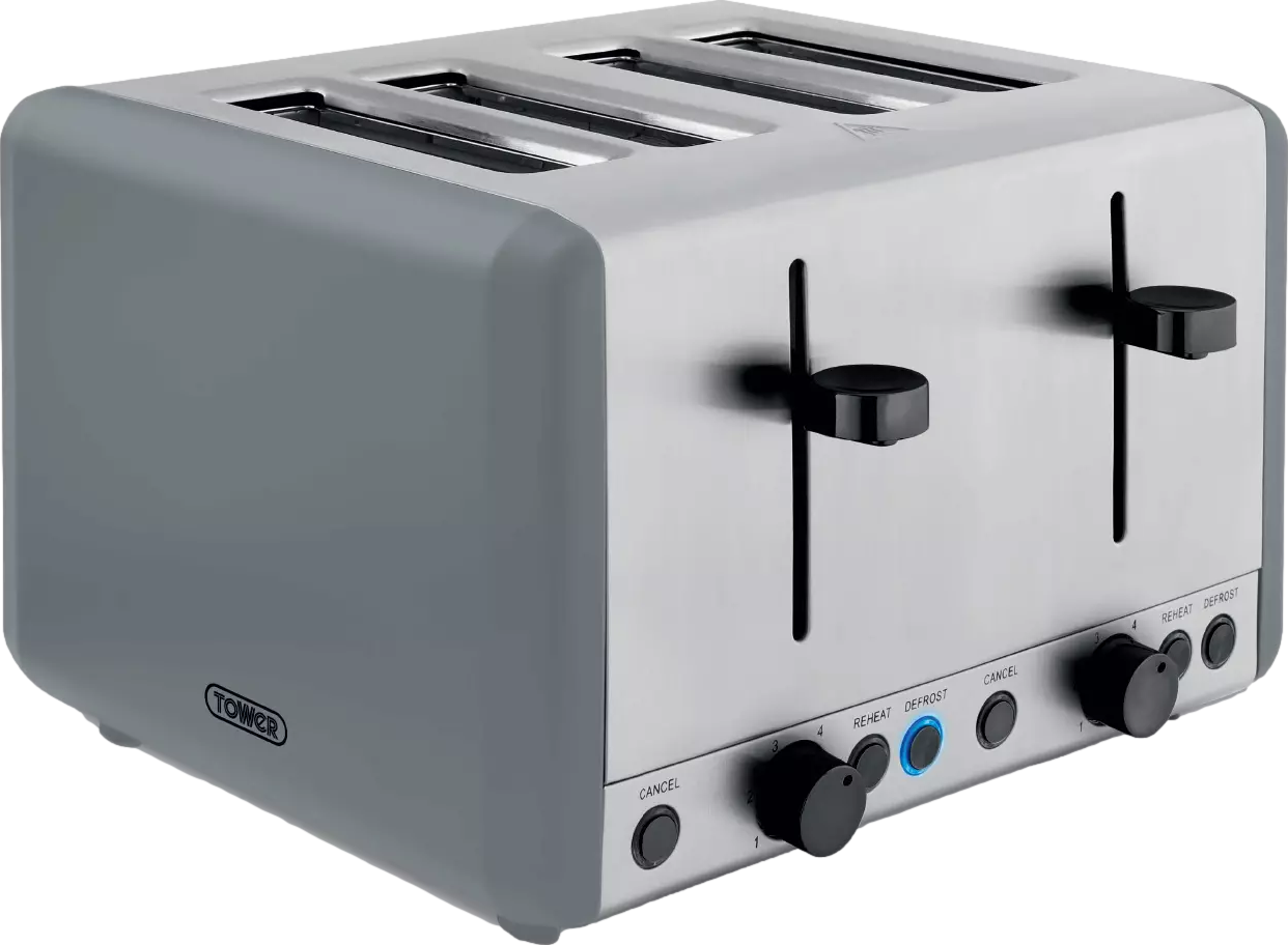 Sera 4 Slice Toaster With Smoked Chrome Trim Grey