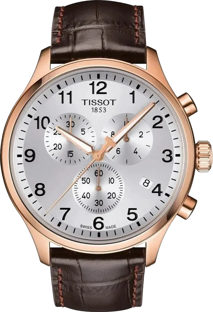 Chrono XL Men's Watch 45mm Silver Dial Leather