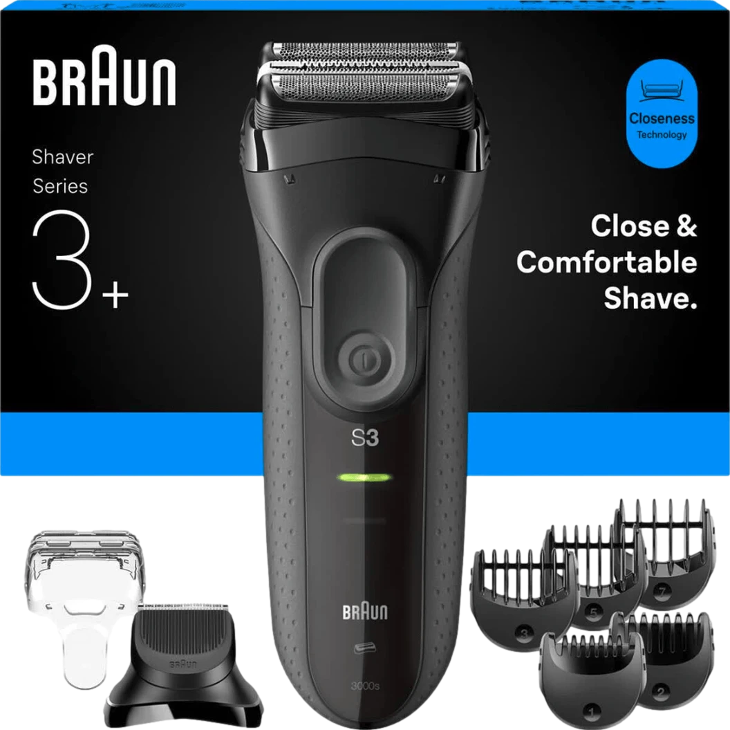 Dry Foil Electric Shaver with Beard Trimmer Attachment