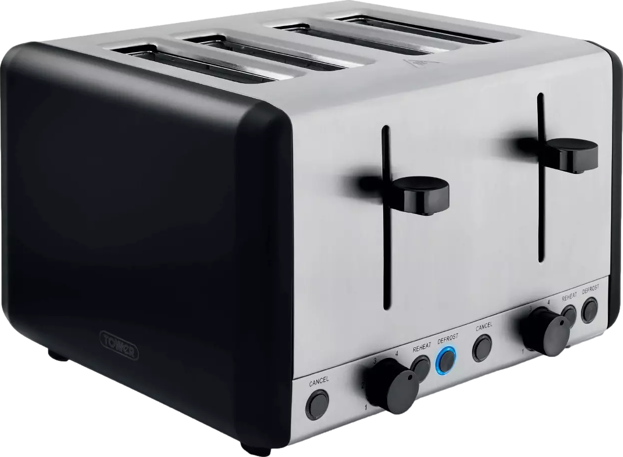 Sera 4 Slice Toaster With Smoked Chrome Trim Black